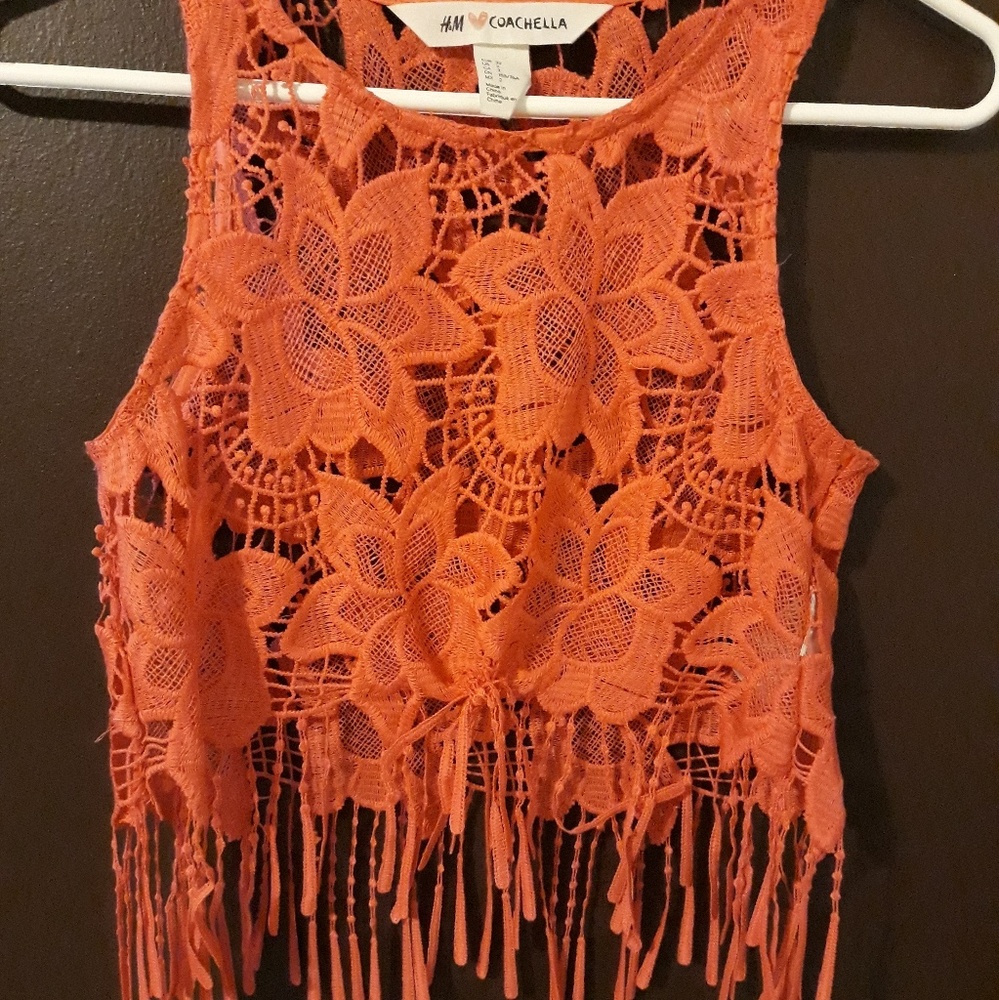 H&M Coral lace top